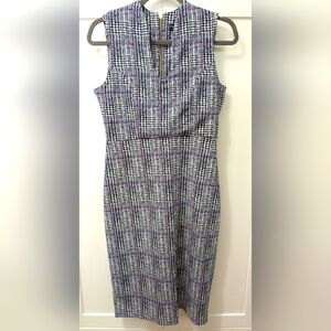 NINA LEONARD, Sleeveless U-Neck, Sheath Dress, Black/Grey/Violet, Size Small